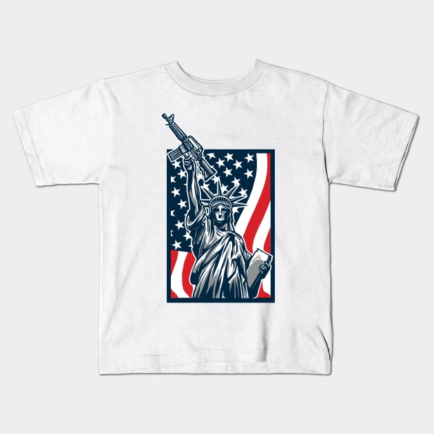 Lady Liberty: Statue of Liberty with Rifle Design Kids T-Shirt by Jarecrow 